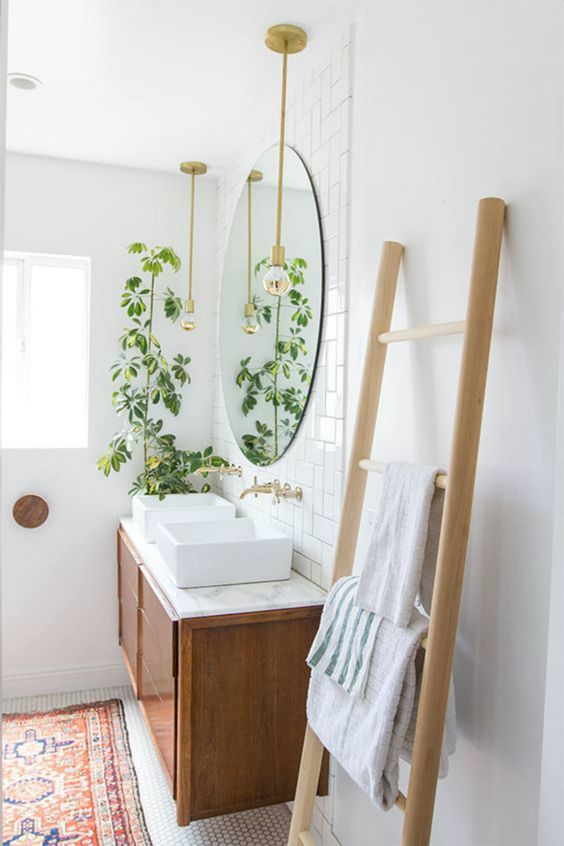 Ladder in the bathroom.