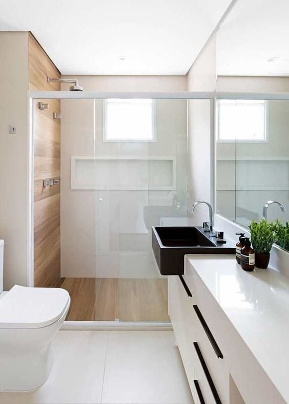 Bathroom with wood