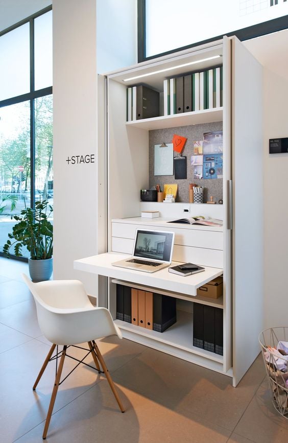 White cloffice with organized folders.