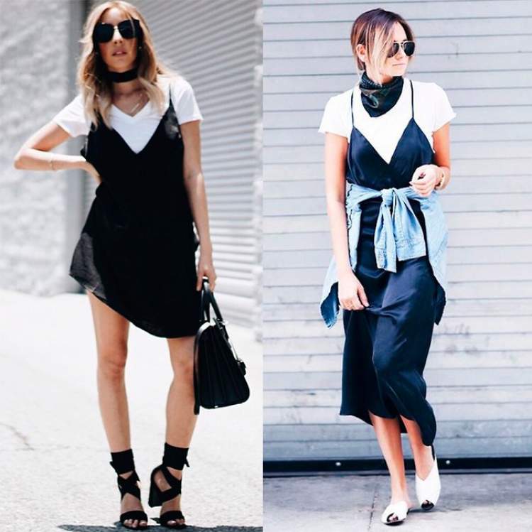 Overlay dress and basic white t-shirt