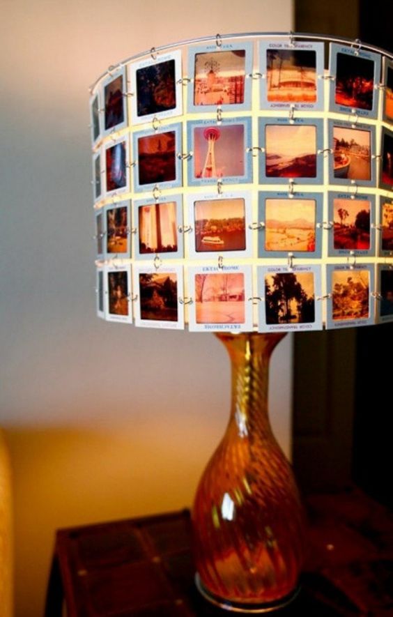 Lampshade with photos.