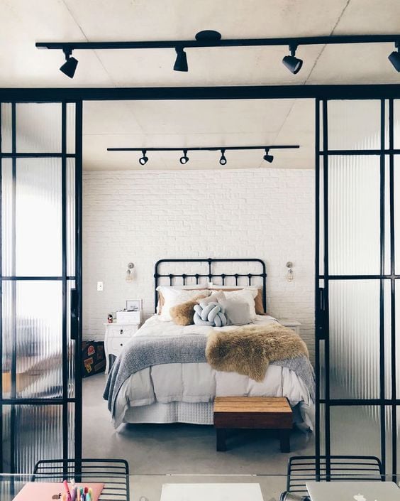 Glass door in the bedroom.