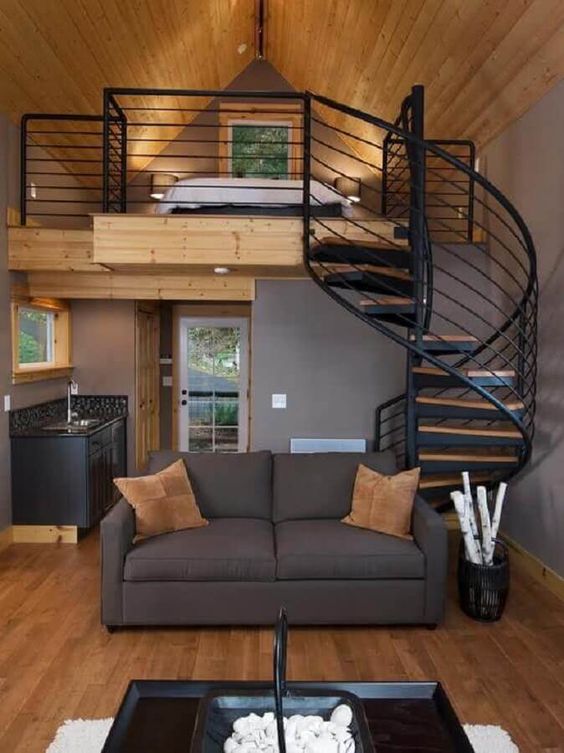 Wooden ceiling and mezzanine.