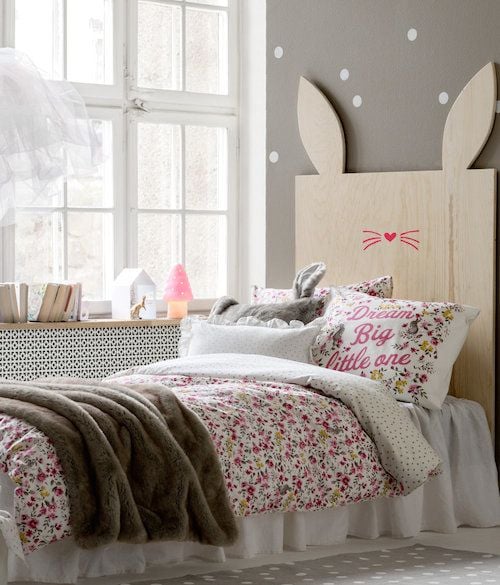 Rabbit-shaped headboard.