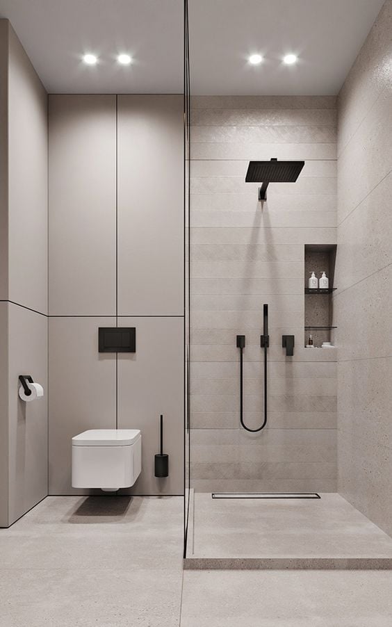 Square vase and shower.