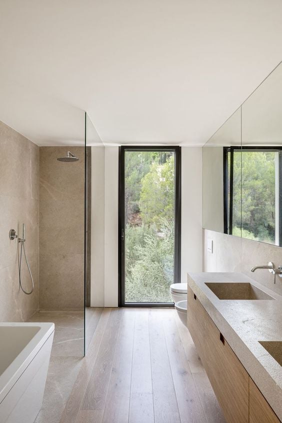 Large window in the bathroom