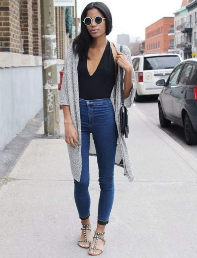 Body + calça jeans skinny