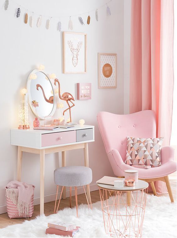 Rose gold girl's room