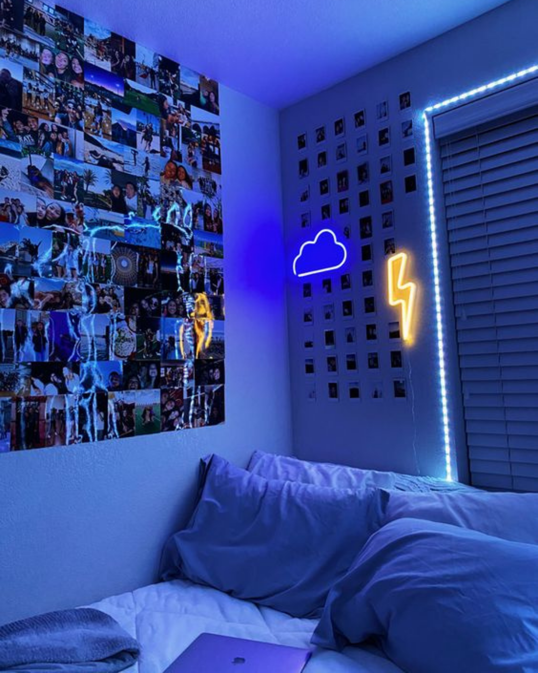 Neon room with blue LED lights