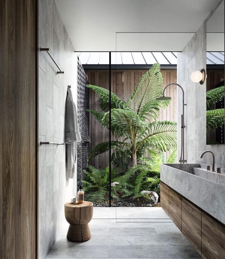 Winter garden in the bathroom