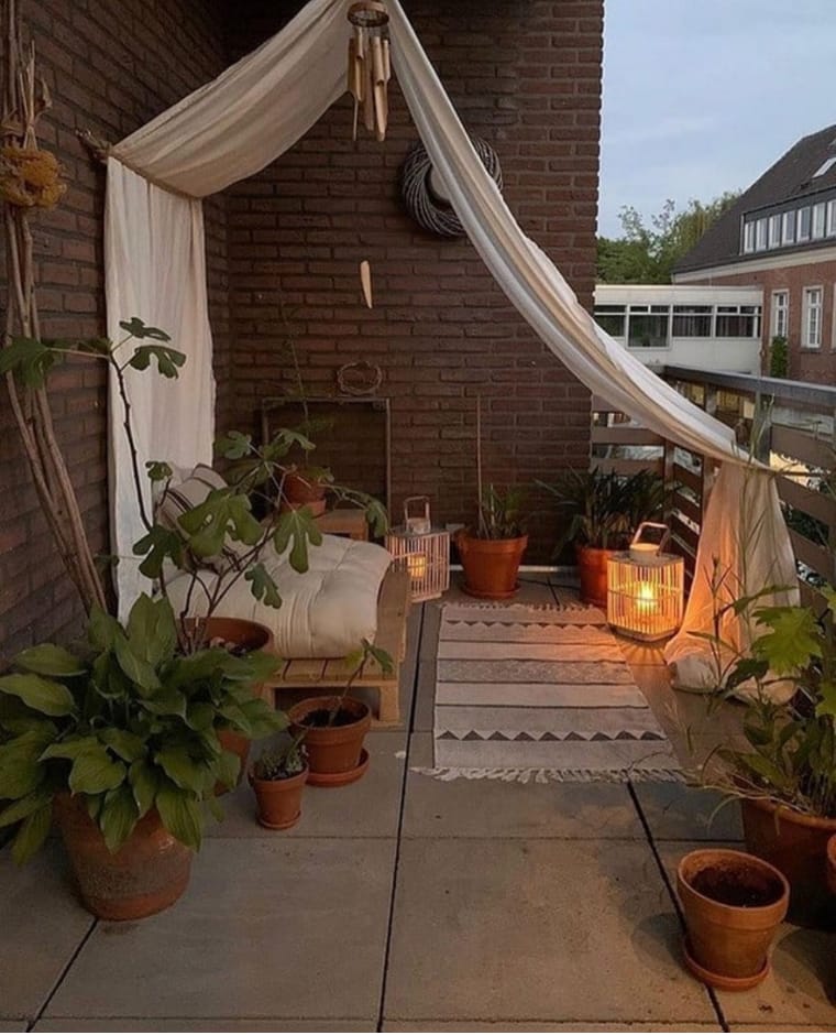 Balcony with white cloth