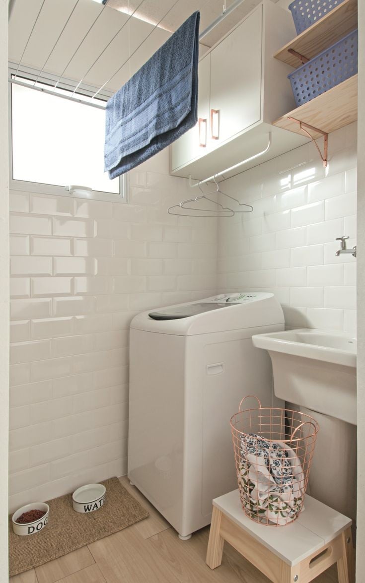 Small white laundry room