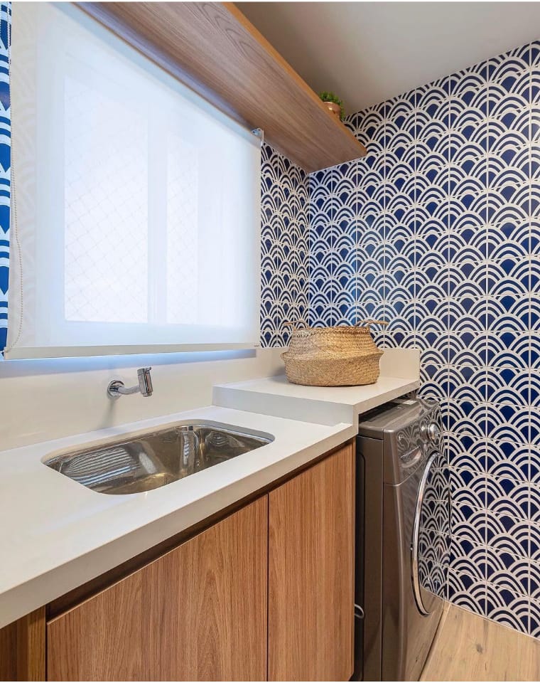 Blue and white tile