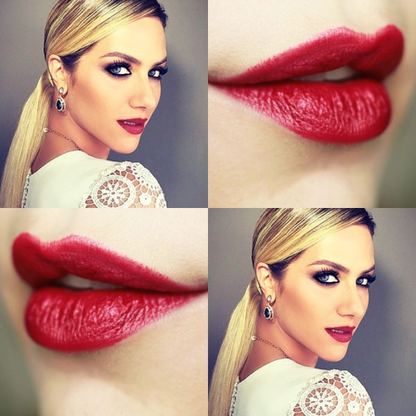 Giovanna Ewbank wearing metallic red lipstick