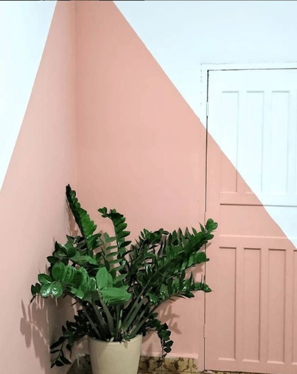 White and pink wall