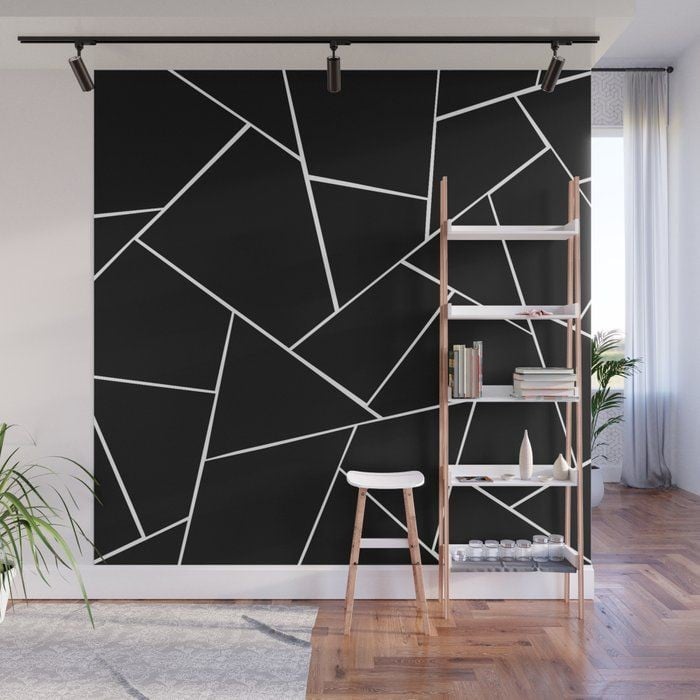 White and black geometric wall