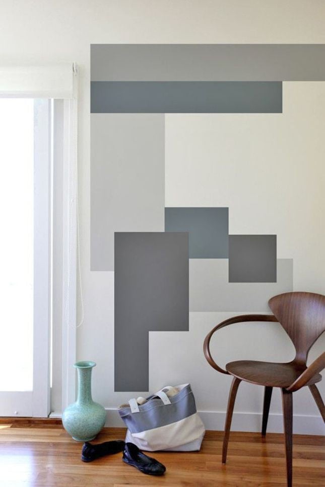 Geometric wall in cool tones