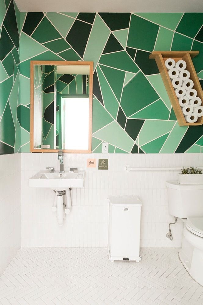 Green geometric wall