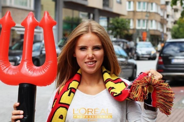 Belgian fan Axelle Despiegelaere, Loreal model