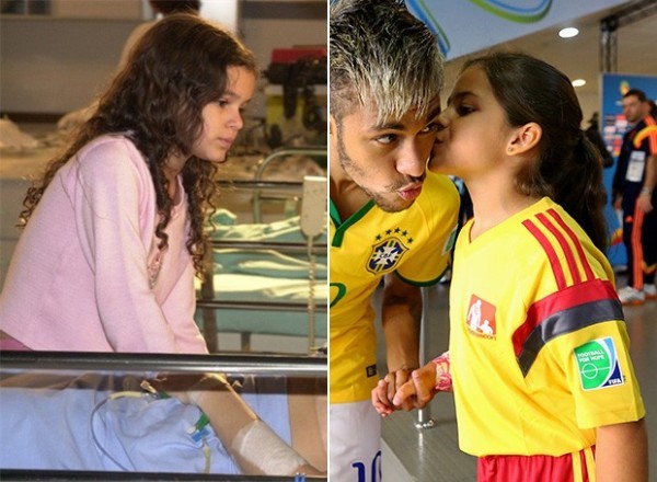 Neymar and child fan who looks like Bruna Marquezine