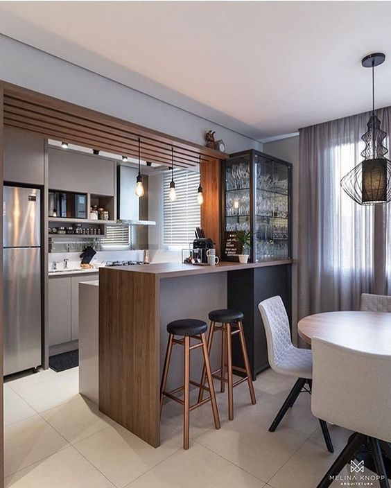 Dining room integrated with kitchen.