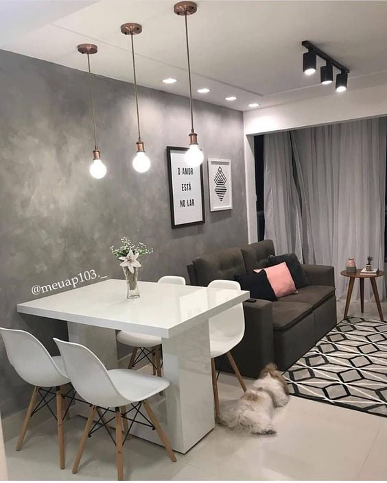 Gray and white decor.