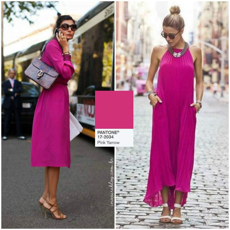 Long or midi dress in the trend color of summer 2018: Pink Yarrow