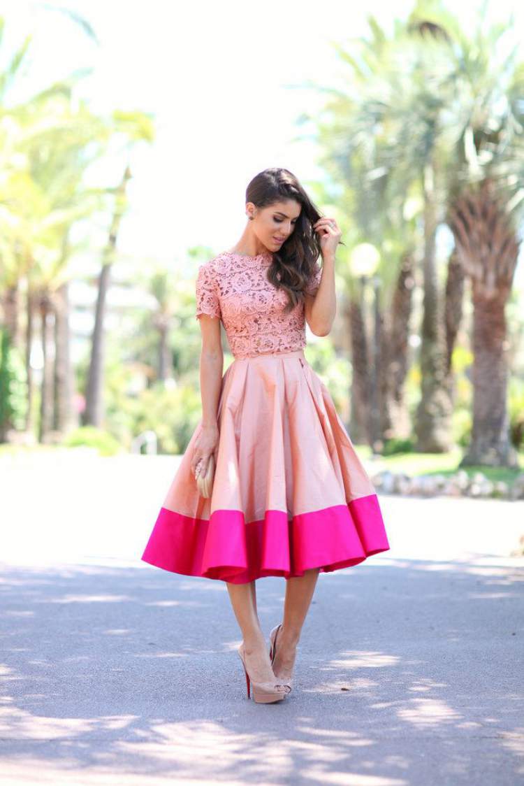 Dress in the colors Pink Yarrow + Millennial Pink