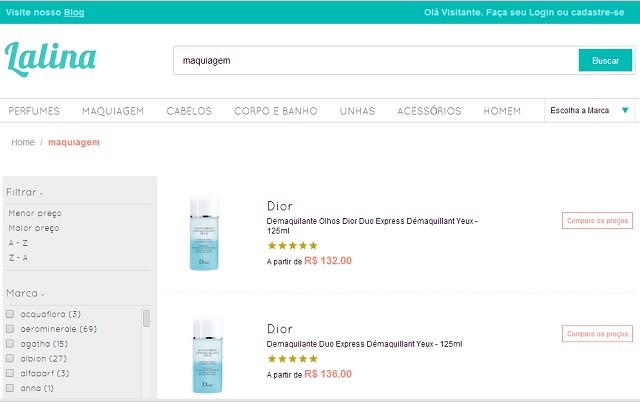 Comprador de preços de Cosméticos Lalina