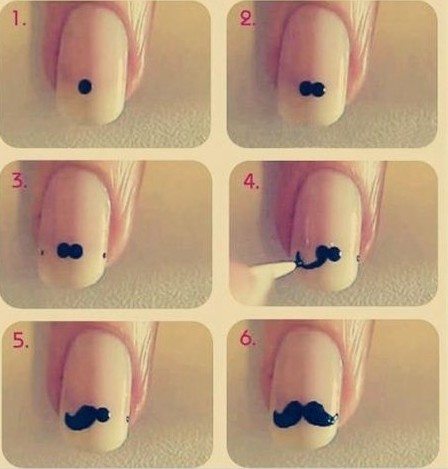 Mustache nails step by step