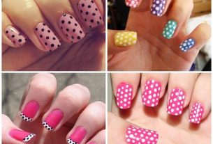 Nails decorated with polka dots step by step