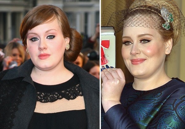 Adele before and after bold eyebrows