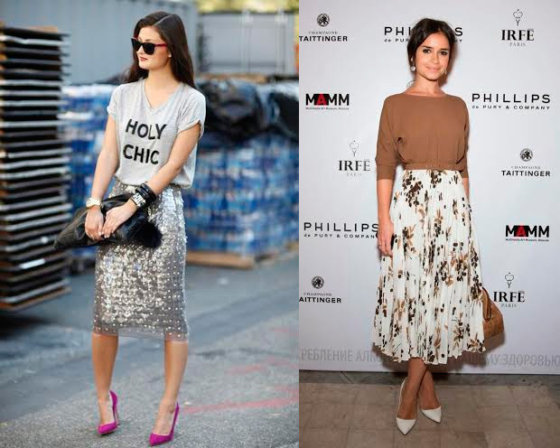 photo of women wearing midi skirt