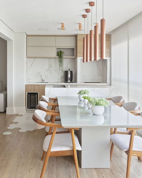 Dining room with minimalist decor