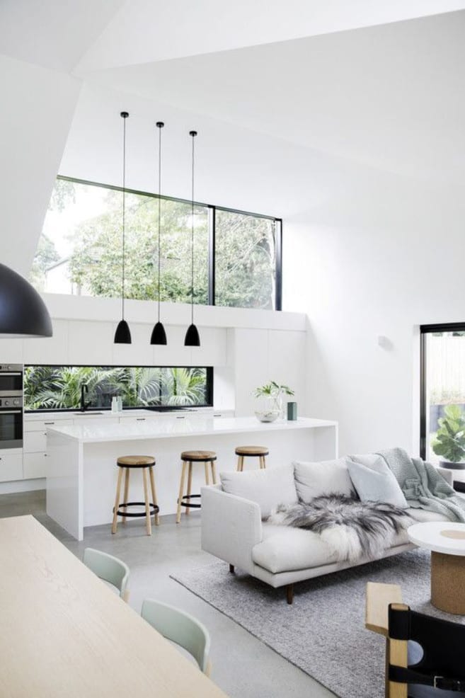 Minimalist black and white decor and natural lighting