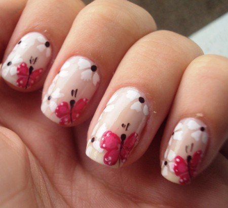 Nails decorated with butterflies - Beauty and Fashion Website