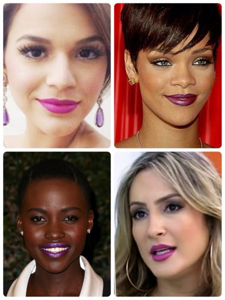 purple lipstick on different skin tones