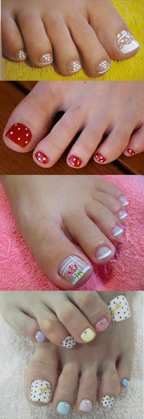 varied designs of decorated toe nails