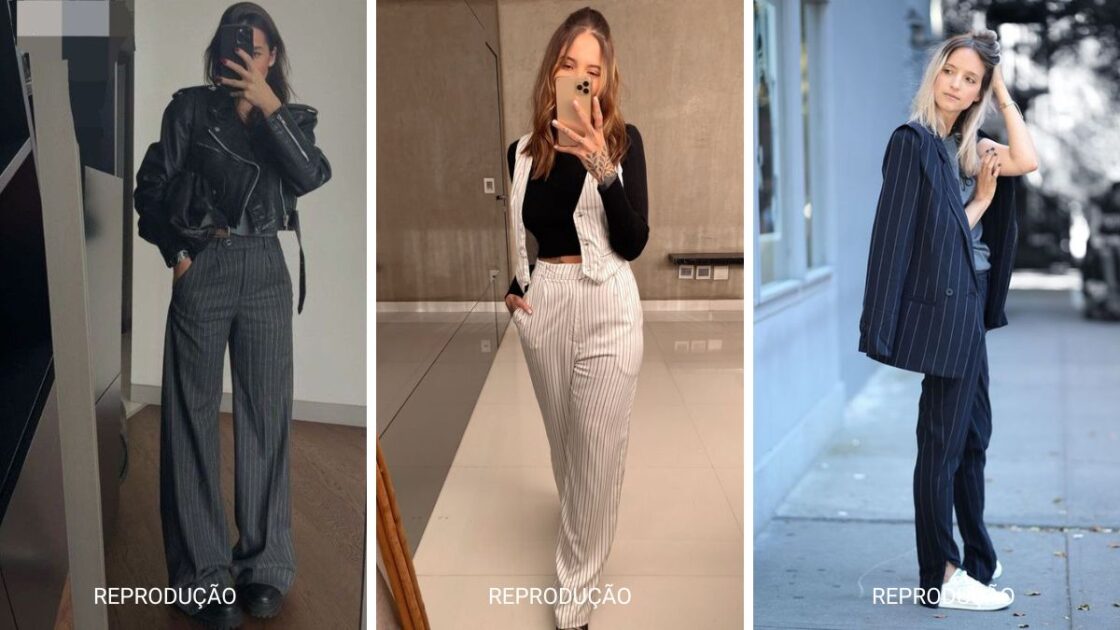 Pinstriped pants are one of the 8 winter 2024 fashion trends