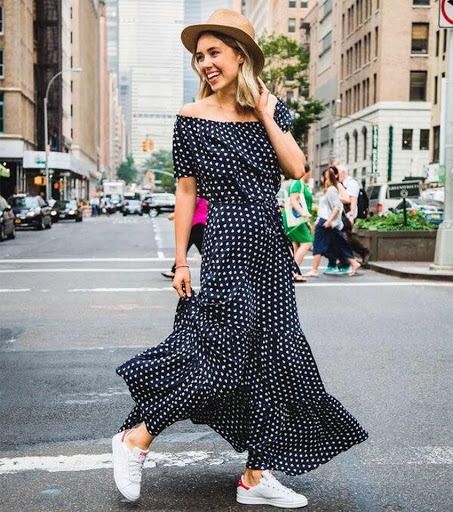 maxi dress with sneakers