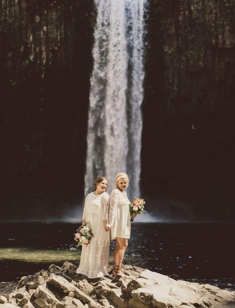 waterfall lesbian wedding