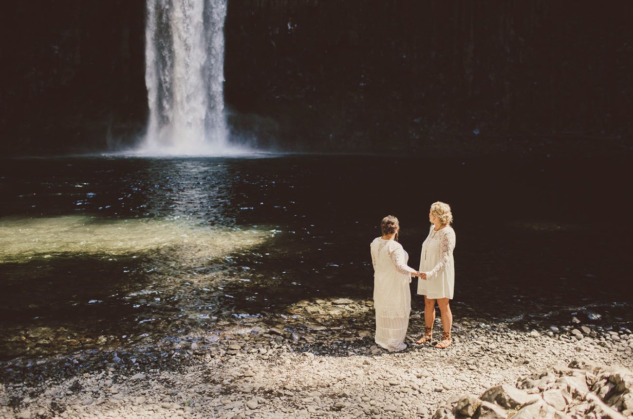 waterfall lesbian wedding