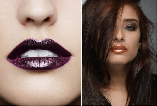 Metallic shine - lipstick textures