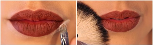 Makeup to reduce thick lips