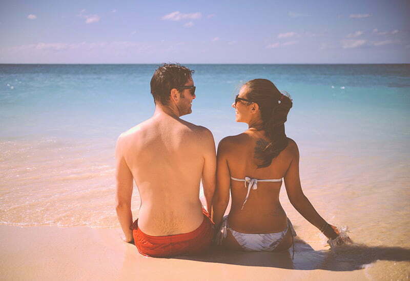 honeymoon couple on the beach