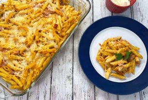 Receita de macarrão ao forno com queijo e presunto