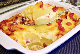 Batata gratinada cremosa com bacon