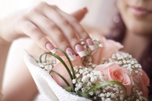 Nails decorated for brides