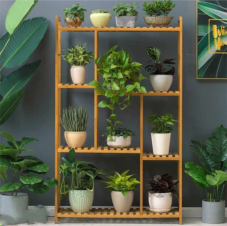 Pallet shelf with plants