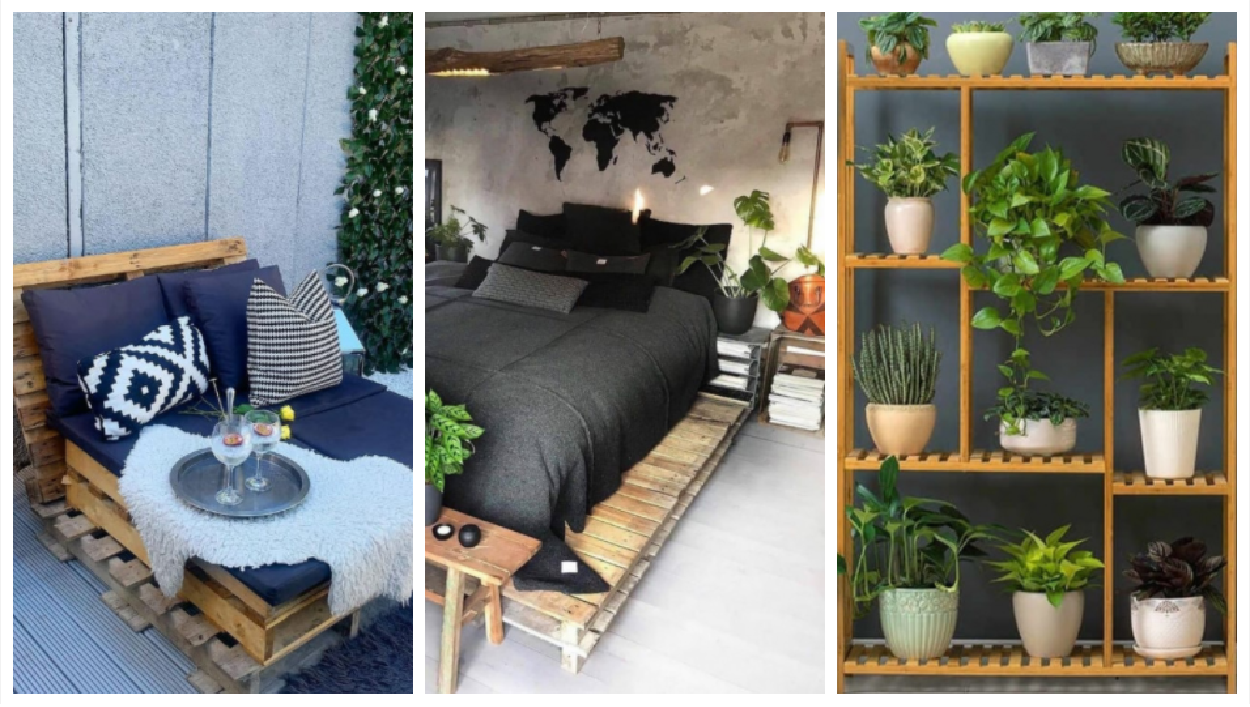 Decoration with pallet: furniture for living room, bedroom, balcony and garden